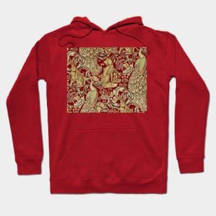 FOREST ANIMALS , PEACOCKS , FOX AND HARE IN RED Hoodie